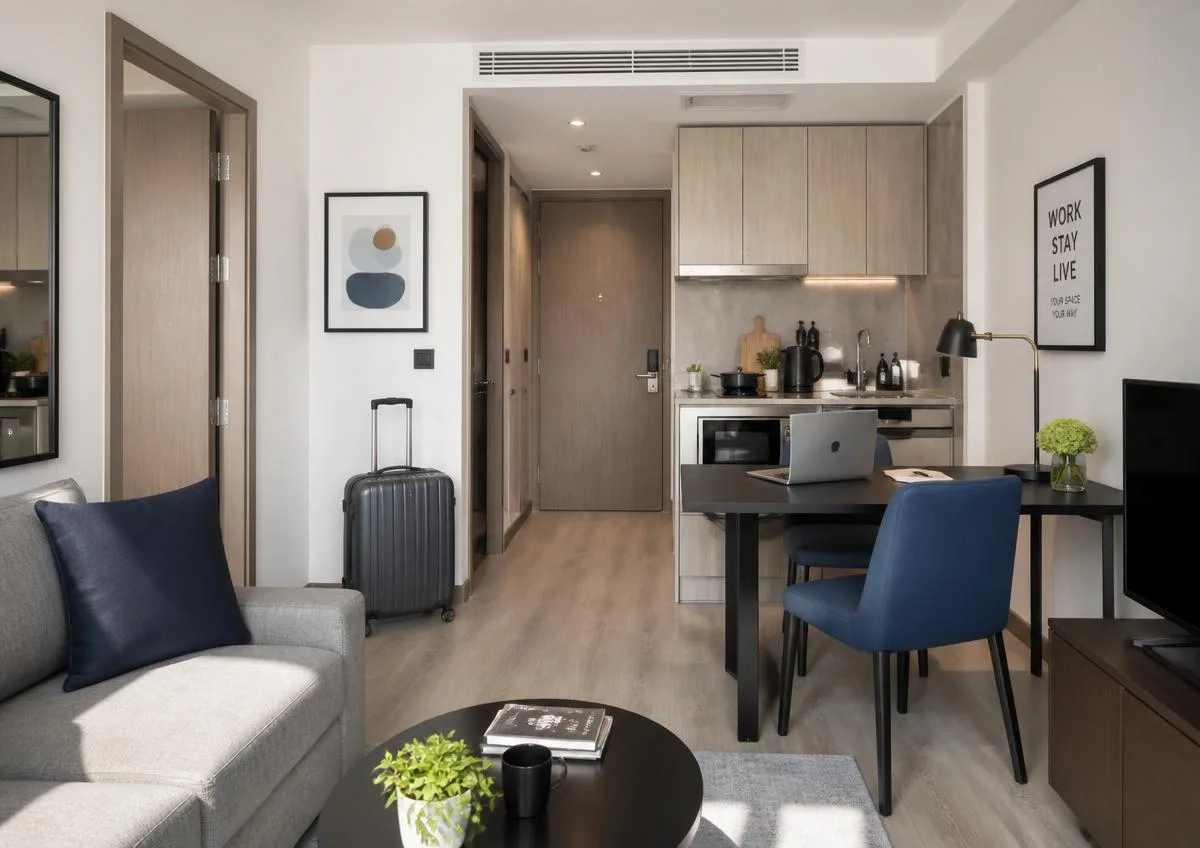Refined furnished apartment with a dedicated workspace